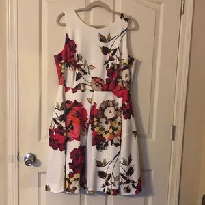 Fit and Flare White and Floral Dress